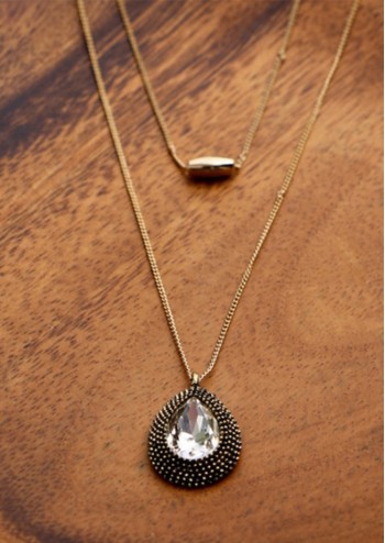 White Antique Teardrop Long Chain